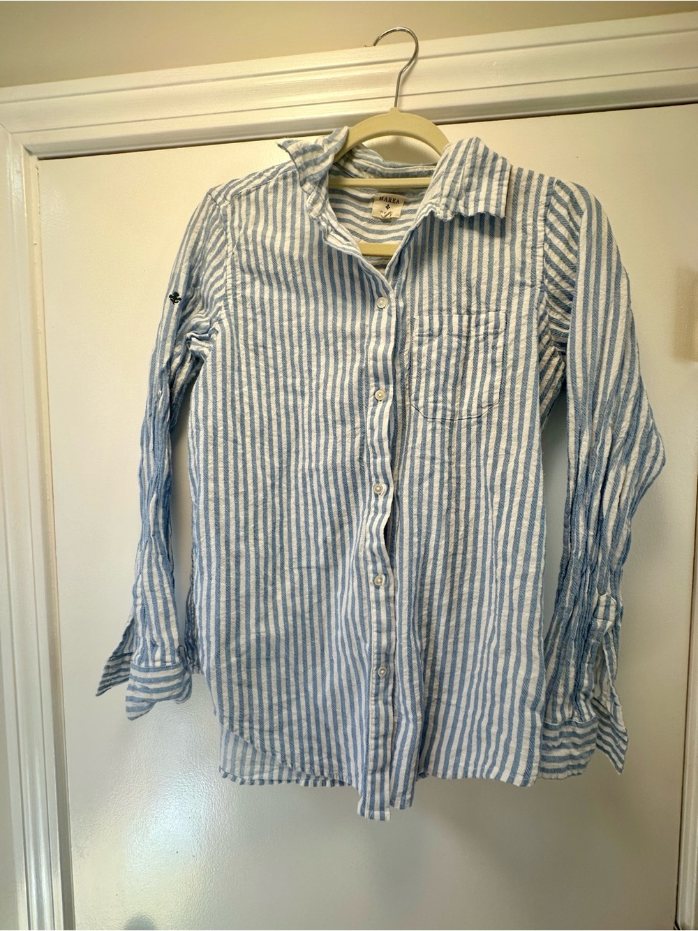 Marea favorite shirt in blue/white stripe. Size sm. Matching shorts being sold.